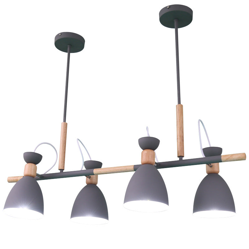 Adjustable Bell Metal Island Lighting Nordic 4 Lights Ceiling Hang Light for Dining Room Clearhalo 'Ceiling Lights' 'Island Lights' Lighting' 2462856