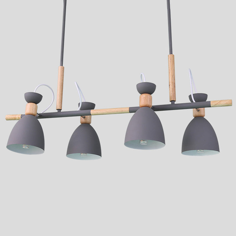 Adjustable Bell Metal Island Lighting Nordic 4 Lights Ceiling Hang Light for Dining Room Clearhalo 'Ceiling Lights' 'Island Lights' Lighting' 2462857