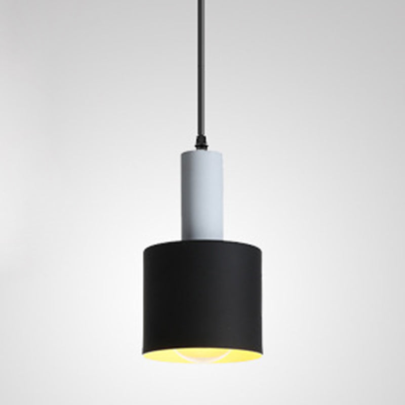 Metal Shaded Pendulum Light Nordic Style Single Suspension Lighting for Dining Room Black Cylinder Clearhalo 'Ceiling Lights' 'Pendant Lights' 'Pendants' Lighting' options 2462863_f335c659-4a69-4258-9f79-3facfa4abff8