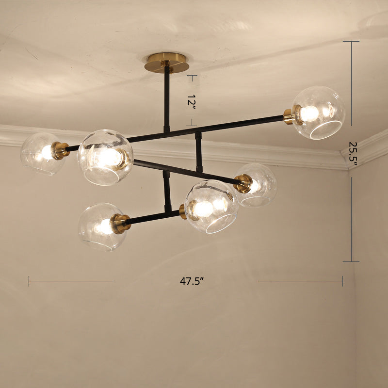 Open Kitchen Pendant Lighting Minimalist Ceiling Chandelier with Dome Glass Shade Clearhalo 'Ceiling Lights' 'Chandeliers' 'Glass shade' 'Glass' 'Modern Chandeliers' 'Modern' 'Pendant Lights' Lighting' 2462935