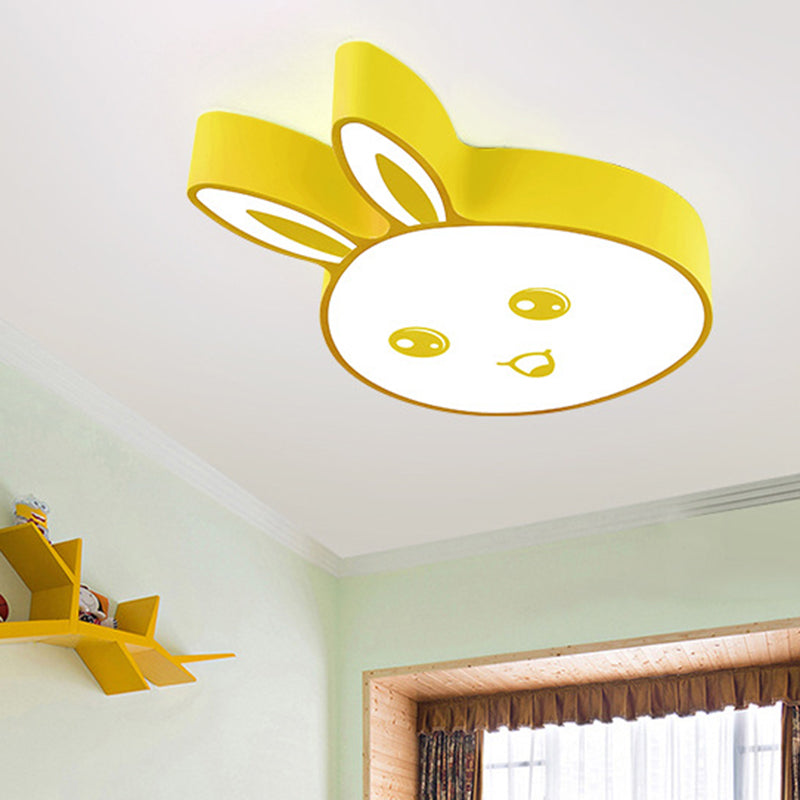 Cartoon Surface Mounted Led Ceiling Light Rabbit Head Shaped Flush Mount with Acrylic Shade for Kindergarten Yellow Clearhalo 'Ceiling Lights' 'Close To Ceiling Lights' 'Close to ceiling' 'Flush mount' Lighting' 2462966