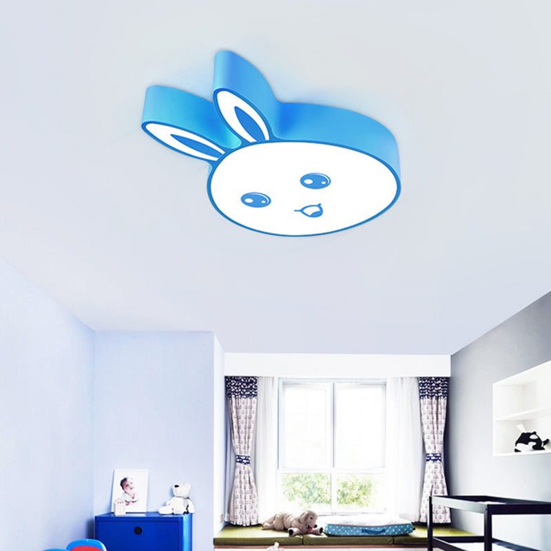 Cartoon Surface Mounted Led Ceiling Light Rabbit Head Shaped Flush Mount with Acrylic Shade for Kindergarten Blue Clearhalo 'Ceiling Lights' 'Close To Ceiling Lights' 'Close to ceiling' 'Flush mount' Lighting' 2462967