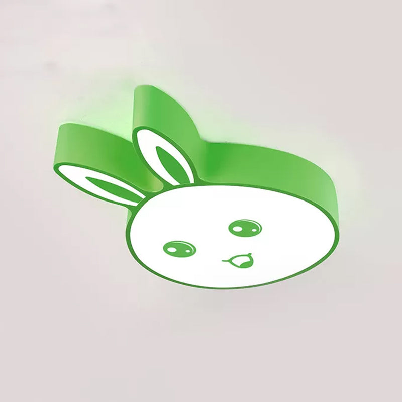 Cartoon Surface Mounted Led Ceiling Light Rabbit Head Shaped Flush Mount with Acrylic Shade for Kindergarten Green Clearhalo 'Ceiling Lights' 'Close To Ceiling Lights' 'Close to ceiling' 'Flush mount' Lighting' 2462969