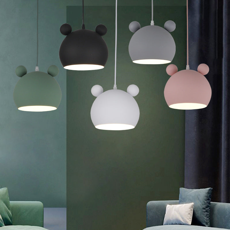 Metal Bear Head Pendant Ceiling Lamp Cartoon Hanging Light Fixture for Kindergarten Clearhalo 'Ceiling Lights' 'Pendant Lights' 'Pendants' Lighting' 2462982