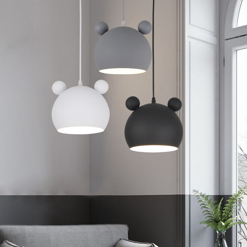 Metal Bear Head Pendant Ceiling Lamp Cartoon Hanging Light Fixture for Kindergarten Clearhalo 'Ceiling Lights' 'Pendant Lights' 'Pendants' Lighting' 2462984