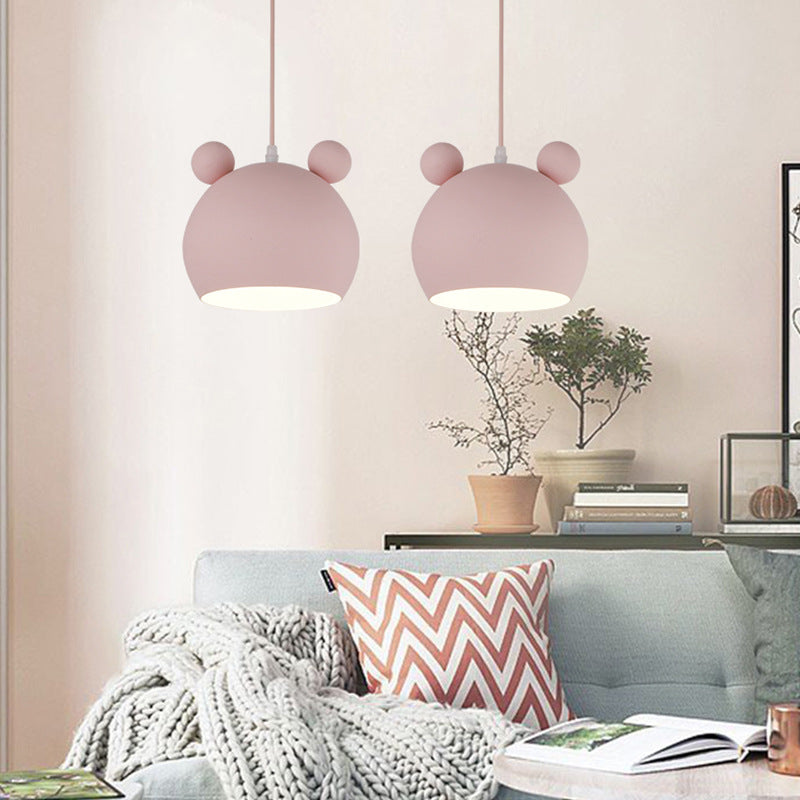 Metal Bear Head Pendant Ceiling Lamp Cartoon Hanging Light Fixture for Kindergarten Clearhalo 'Ceiling Lights' 'Pendant Lights' 'Pendants' Lighting' 2462988