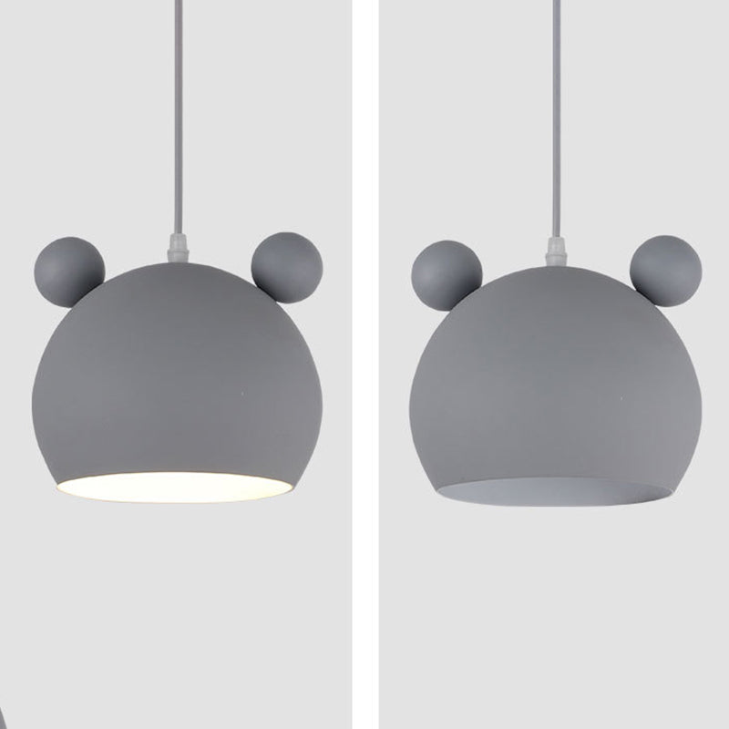 Metal Bear Head Pendant Ceiling Lamp Cartoon Hanging Light Fixture for Kindergarten 1 Grey Clearhalo 'Ceiling Lights' 'Pendant Lights' 'Pendants' Lighting' 2462990