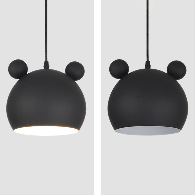 Metal Bear Head Pendant Ceiling Lamp Cartoon Hanging Light Fixture for Kindergarten 1 Black Clearhalo 'Ceiling Lights' 'Pendant Lights' 'Pendants' Lighting' 2462992