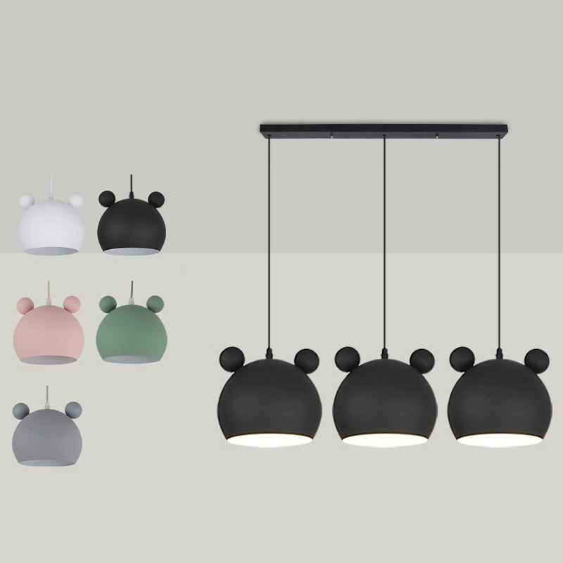 Metal Bear Head Pendant Ceiling Lamp Cartoon Hanging Light Fixture for Kindergarten 3 Large Clearhalo 'Ceiling Lights' 'Pendant Lights' 'Pendants' Lighting' 2462996