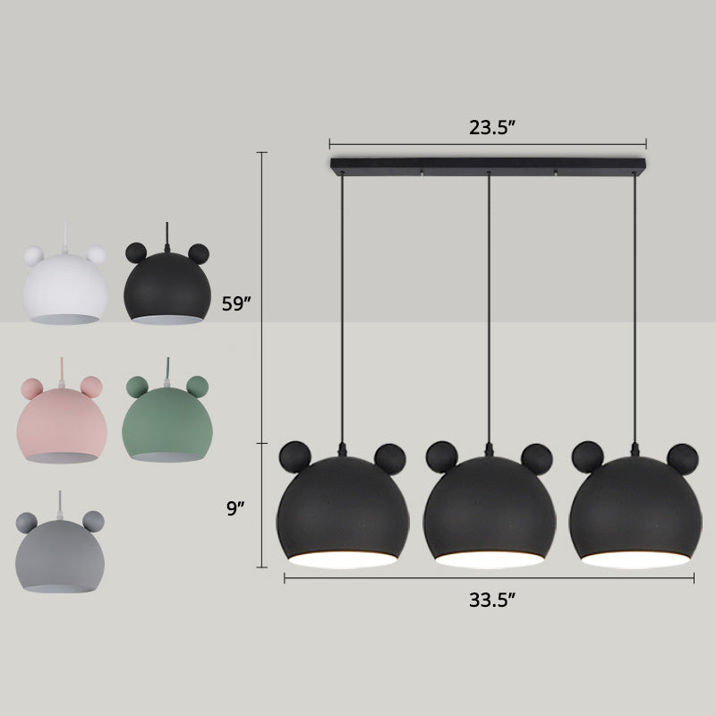 Metal Bear Head Pendant Ceiling Lamp Cartoon Hanging Light Fixture for Kindergarten Clearhalo 'Ceiling Lights' 'Pendant Lights' 'Pendants' Lighting' 2462999