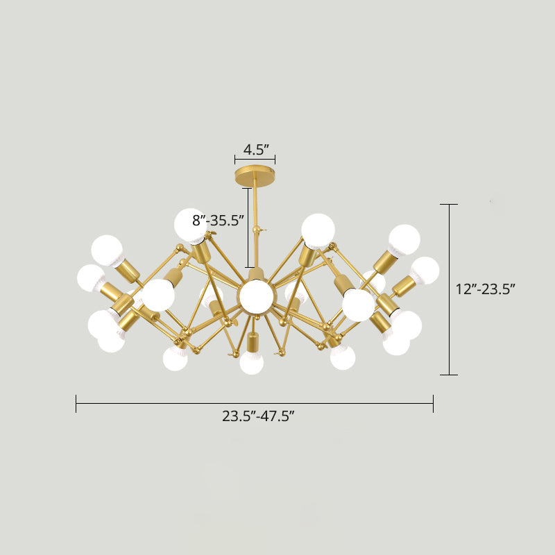 Spider Metal Chandelier Industrial Clothing Shop Commercial Pendant Lighting with Open Bulb Design Clearhalo 'Cast Iron' 'Ceiling Lights' 'Chandeliers' 'Industrial Chandeliers' 'Industrial' 'Metal' 'Middle Century Chandeliers' 'Rustic Chandeliers' 'Tiffany' Lighting' 2463032