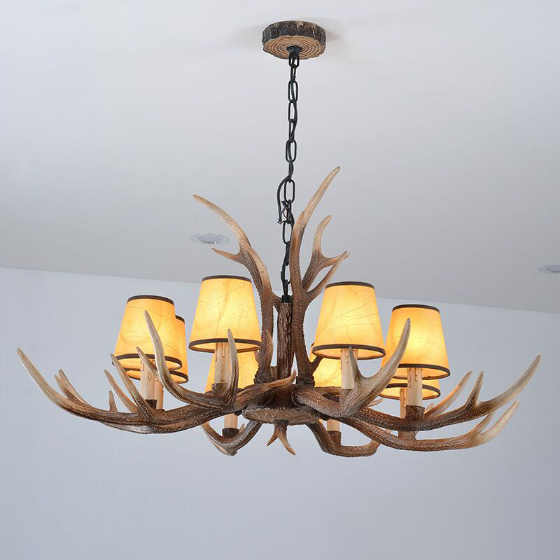 Antler Shaped Living Room Chandelier Countryside Resin Suspended Lighting Fixture 8 Dark Brown Clearhalo 'Ceiling Lights' 'Chandeliers' Lighting' 2463060