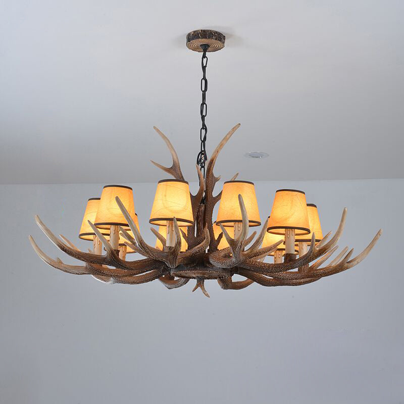 Antler Shaped Living Room Chandelier Countryside Resin Suspended Lighting Fixture 10 Dark Brown Clearhalo 'Ceiling Lights' 'Chandeliers' Lighting' 2463062