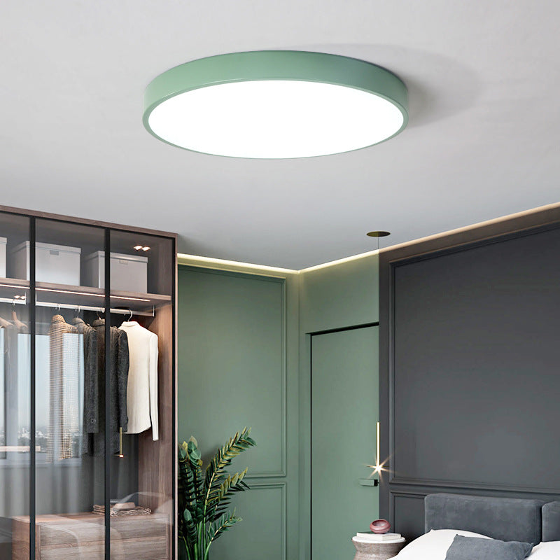 Ultrathin Round Flush Light Fixture Macaron Metal Child Room LED Ceiling Mount Light Green Clearhalo 'Ceiling Lights' 'Close To Ceiling Lights' 'Close to ceiling' 'Flush mount' Lighting' 2463067