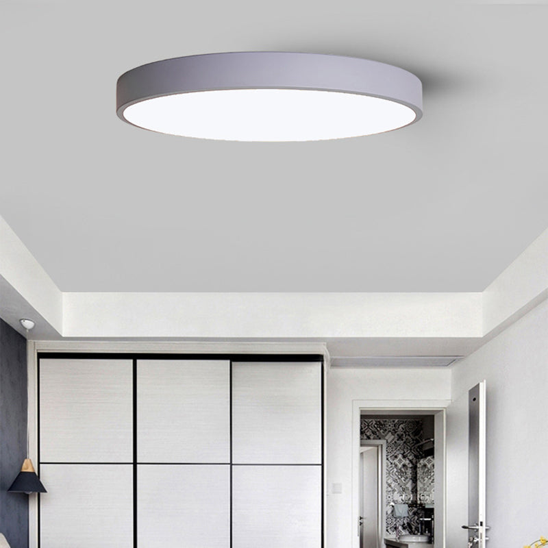 Ultrathin Round Flush Light Fixture Macaron Metal Child Room LED Ceiling Mount Light Grey Clearhalo 'Ceiling Lights' 'Close To Ceiling Lights' 'Close to ceiling' 'Flush mount' Lighting' 2463069