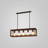 Industrial Style Rectangular Island Pendant Light Metallic Ceiling Light Fixture in Black 5 Black Clearhalo 'Ceiling Lights' 'Island Lights' Lighting' 2463112