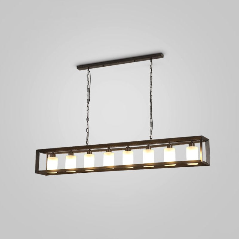 Industrial Style Rectangular Island Pendant Light Metallic Ceiling Light Fixture in Black 8 Black Clearhalo 'Ceiling Lights' 'Island Lights' Lighting' 2463114