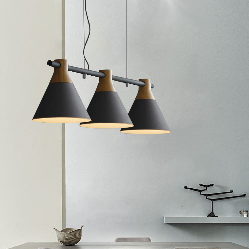 Conical over Island Lighting Macaron Metal 3 Bulbs Restaurant Hanging Light Fixture Grey Clearhalo 'Ceiling Lights' 'Island Lights' Lighting' 2463121