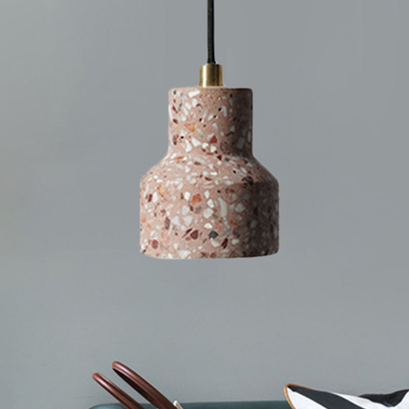 Cement Bell Pendant Ceiling Light Simplicity 1 Light Black/White/Pink Hanging Ceiling Light Pink Clearhalo 'Ceiling Lights' 'Modern Pendants' 'Modern' 'Pendant Lights' 'Pendants' Lighting' 246315