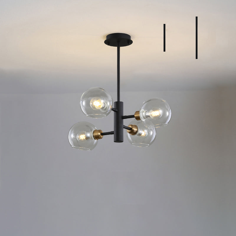 Domed Hanging Lamp Postmodern Style Glass Dining Room Chandelier Lighting Fixture 4 Black Clear Clearhalo 'Ceiling Lights' 'Chandeliers' 'Glass shade' 'Glass' 'Modern Chandeliers' 'Modern' Lighting' 2463156