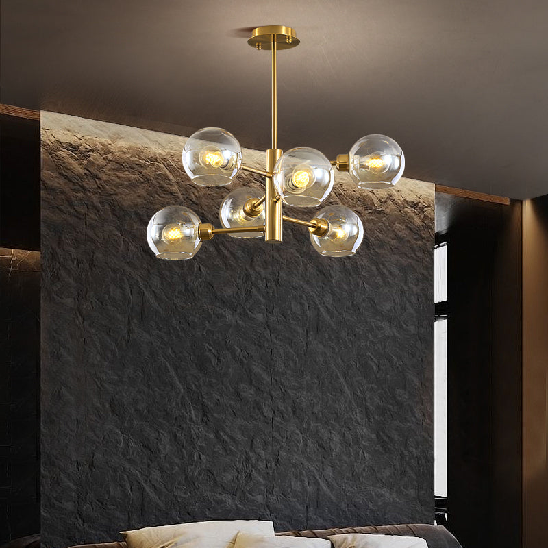 Domed Hanging Lamp Postmodern Style Glass Dining Room Chandelier Lighting Fixture Clearhalo 'Ceiling Lights' 'Chandeliers' 'Glass shade' 'Glass' 'Modern Chandeliers' 'Modern' Lighting' 2463160