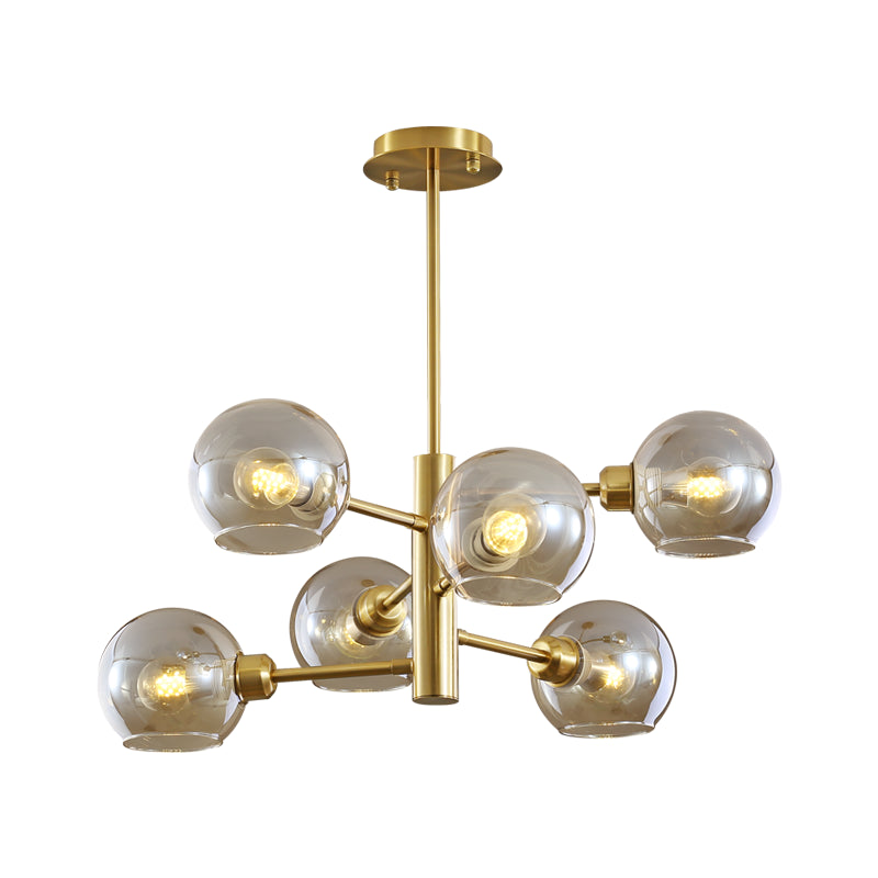 Domed Hanging Lamp Postmodern Style Glass Dining Room Chandelier Lighting Fixture Clearhalo 'Ceiling Lights' 'Chandeliers' 'Glass shade' 'Glass' 'Modern Chandeliers' 'Modern' Lighting' 2463163