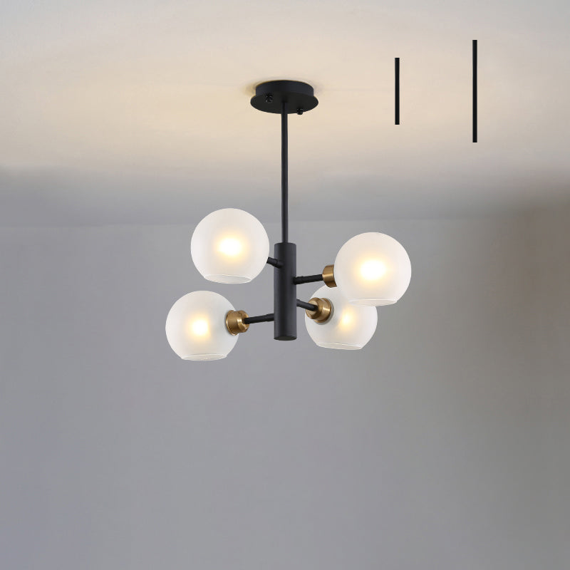 Domed Hanging Lamp Postmodern Style Glass Dining Room Chandelier Lighting Fixture 4 Black Milk White Clearhalo 'Ceiling Lights' 'Chandeliers' 'Glass shade' 'Glass' 'Modern Chandeliers' 'Modern' Lighting' 2463167