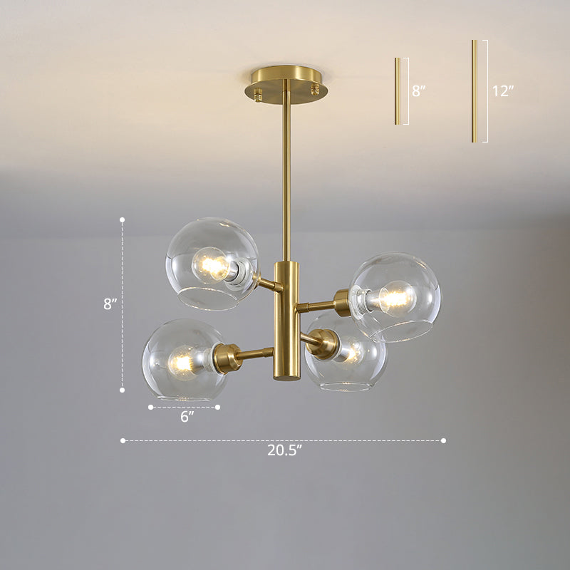 Domed Hanging Lamp Postmodern Style Glass Dining Room Chandelier Lighting Fixture Clearhalo 'Ceiling Lights' 'Chandeliers' 'Glass shade' 'Glass' 'Modern Chandeliers' 'Modern' Lighting' 2463168