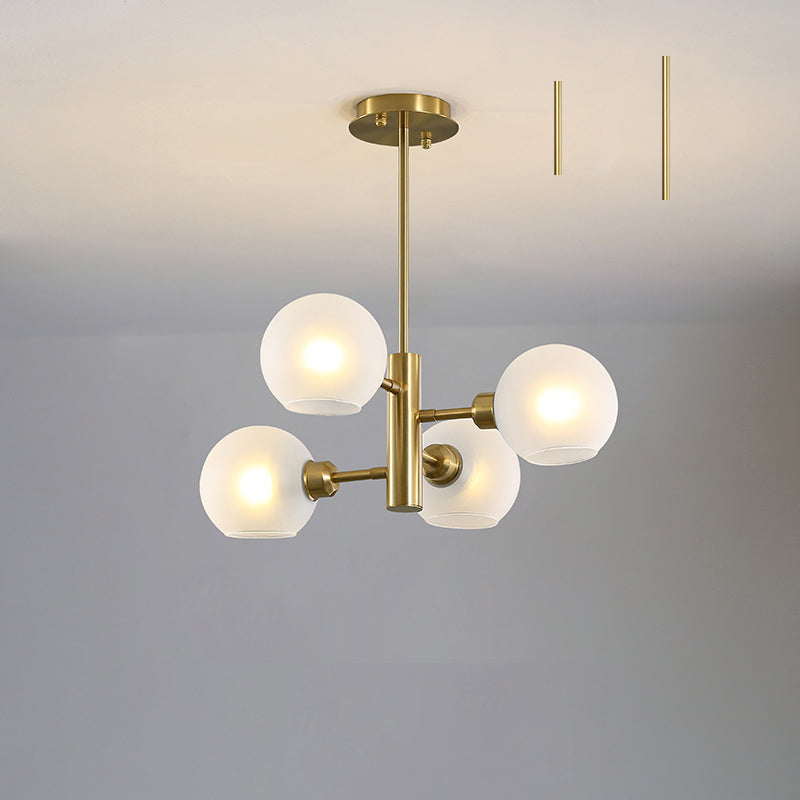 Domed Hanging Lamp Postmodern Style Glass Dining Room Chandelier Lighting Fixture 4 Gold Milk White Clearhalo 'Ceiling Lights' 'Chandeliers' 'Glass shade' 'Glass' 'Modern Chandeliers' 'Modern' Lighting' 2463169