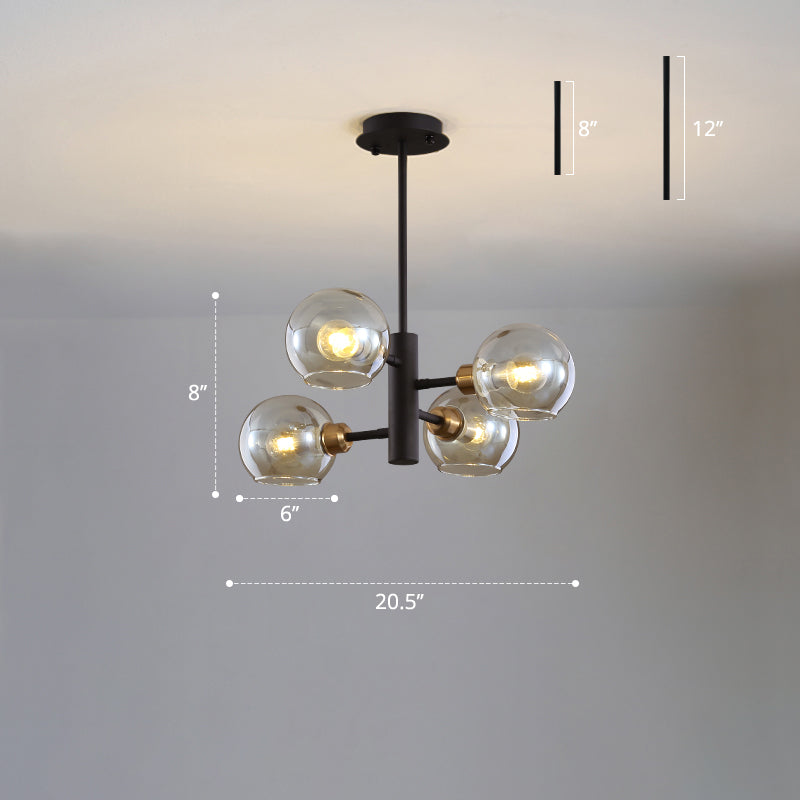 Domed Hanging Lamp Postmodern Style Glass Dining Room Chandelier Lighting Fixture Clearhalo 'Ceiling Lights' 'Chandeliers' 'Glass shade' 'Glass' 'Modern Chandeliers' 'Modern' Lighting' 2463170