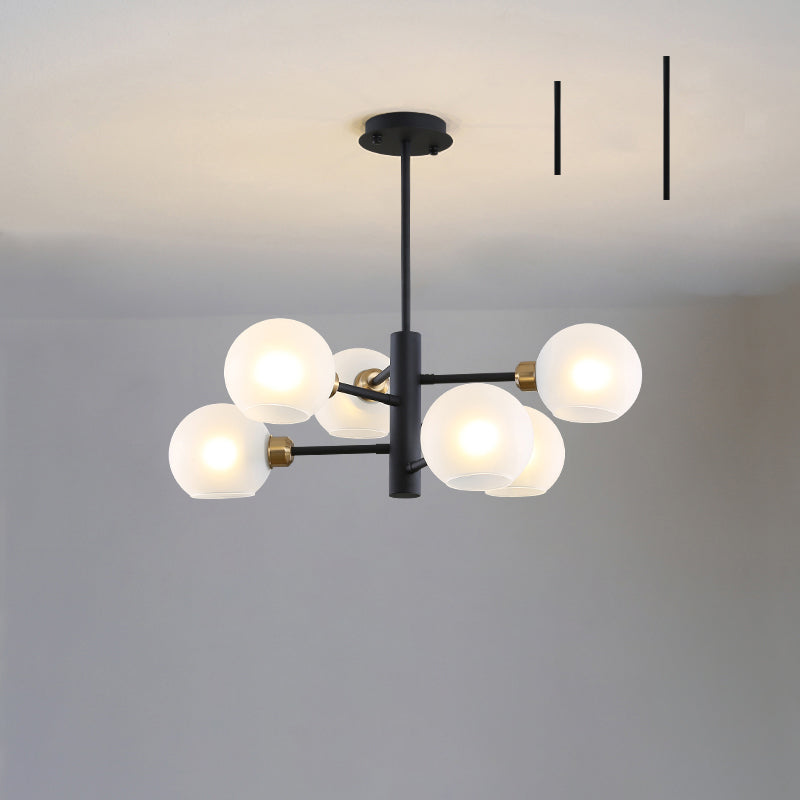 Domed Hanging Lamp Postmodern Style Glass Dining Room Chandelier Lighting Fixture 6 Black Milk White Clearhalo 'Ceiling Lights' 'Chandeliers' 'Glass shade' 'Glass' 'Modern Chandeliers' 'Modern' Lighting' 2463173