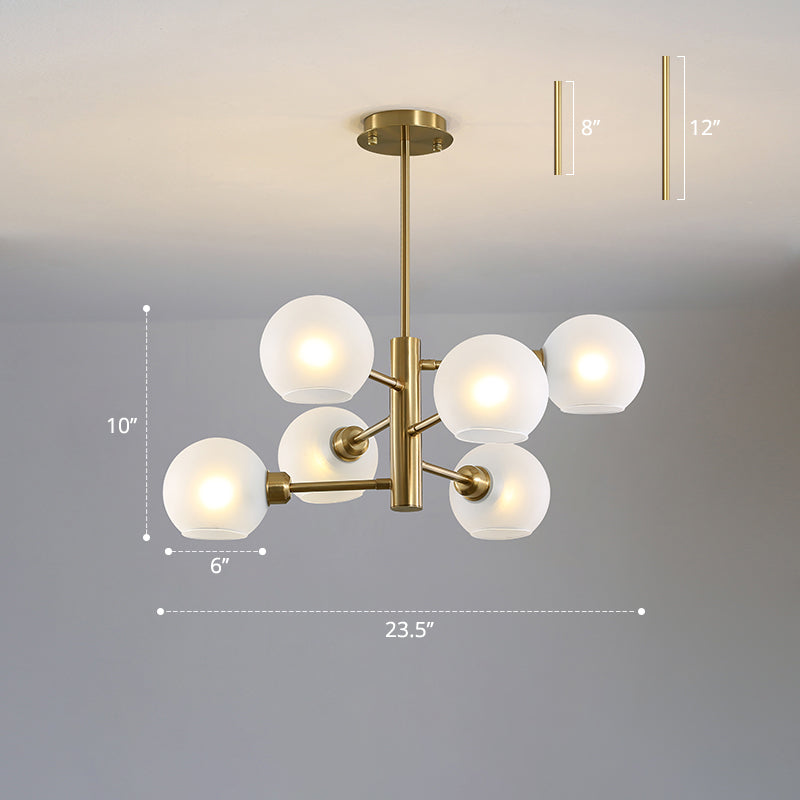 Domed Hanging Lamp Postmodern Style Glass Dining Room Chandelier Lighting Fixture Clearhalo 'Ceiling Lights' 'Chandeliers' 'Glass shade' 'Glass' 'Modern Chandeliers' 'Modern' Lighting' 2463181