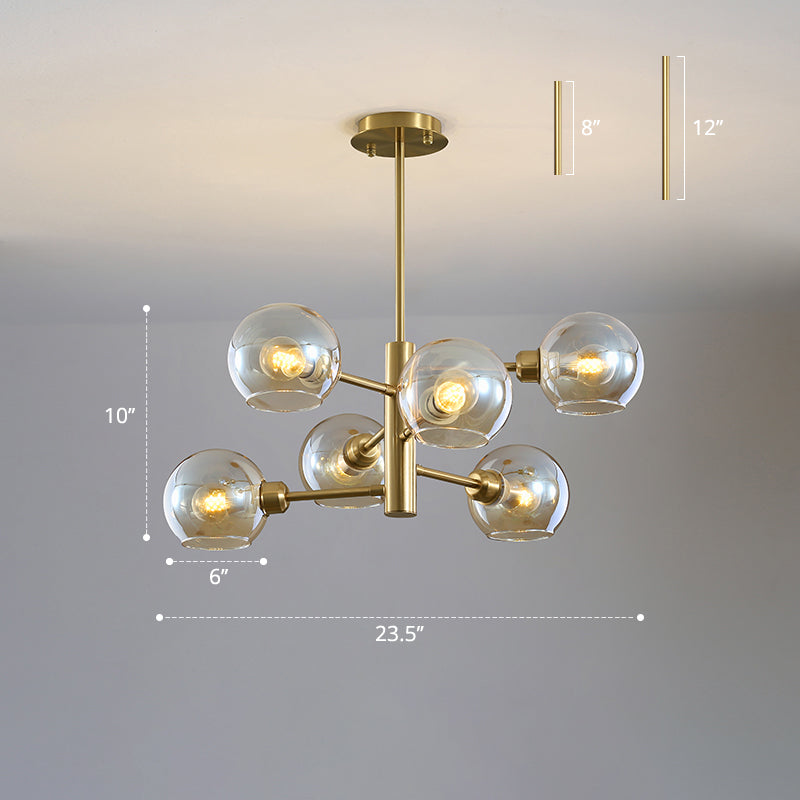 Domed Hanging Lamp Postmodern Style Glass Dining Room Chandelier Lighting Fixture Clearhalo 'Ceiling Lights' 'Chandeliers' 'Glass shade' 'Glass' 'Modern Chandeliers' 'Modern' Lighting' 2463189