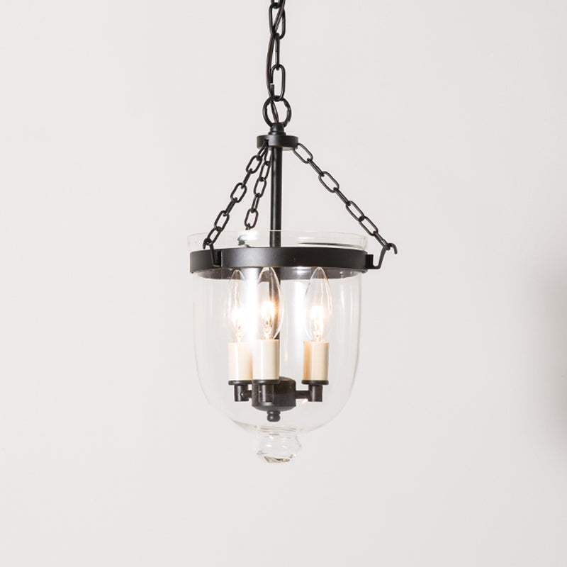 3-Light Inverted Cloche Shaped Pendant Lighting Vintage Clear Glass Chandelier for Living Room Clearhalo 'Ceiling Lights' 'Chandeliers' 'Glass shade' 'Glass' 'Industrial Chandeliers' 'Industrial' 'Island Lights' 'Middle Century Chandeliers' 'Tiffany' Lighting' 2463200