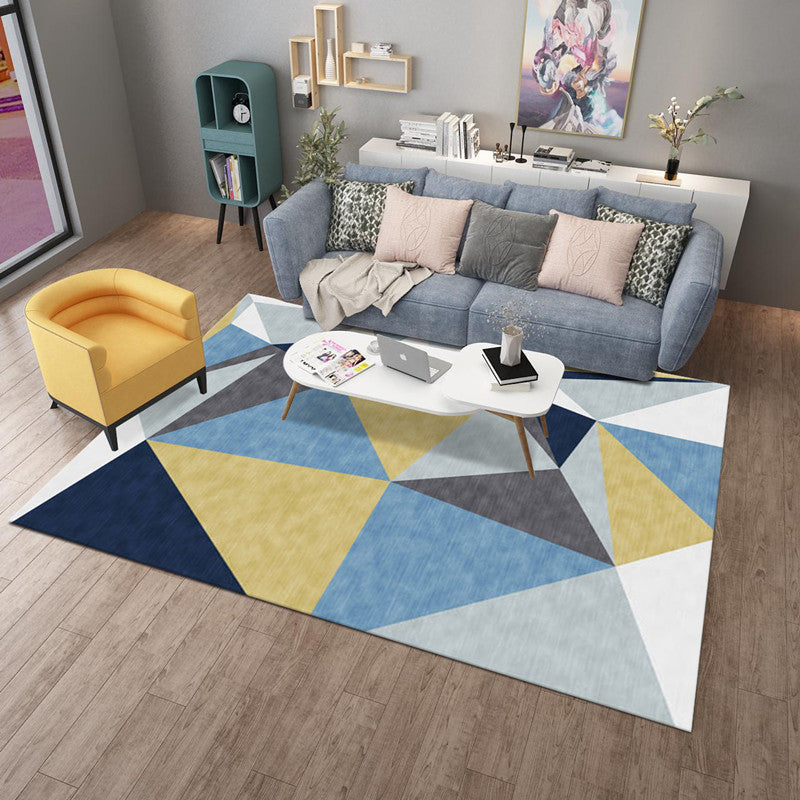 Scandinavian Living Room Rug Multicolored Geometric Printed Area Carpet Non-Slip Pet Friendly Indoor Rug Yellow-Blue Clearhalo 'Area Rug' 'Modern' 'Rugs' Rug' 2463315