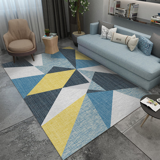 Scandinavian Living Room Rug Multicolored Geometric Printed Area Carpet Non-Slip Pet Friendly Indoor Rug Blue-Yellow Clearhalo 'Area Rug' 'Modern' 'Rugs' Rug' 2463317