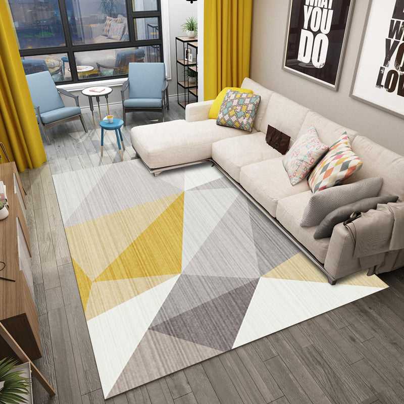 Scandinavian Living Room Rug Multicolored Geometric Printed Area Carpet Non-Slip Pet Friendly Indoor Rug Light Gray-Yellow Clearhalo 'Area Rug' 'Modern' 'Rugs' Rug' 2463319