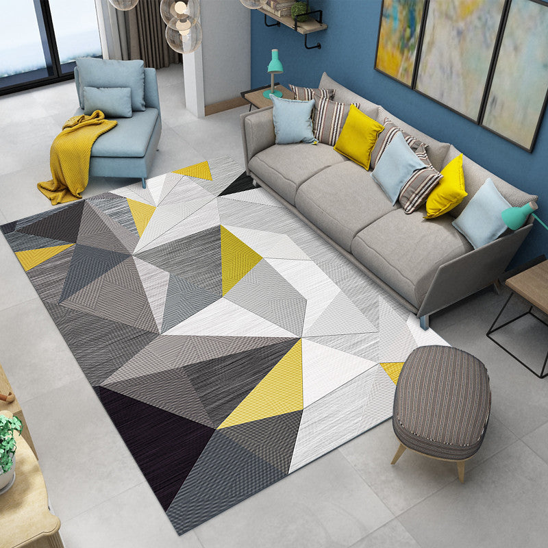 Scandinavian Living Room Rug Multicolored Geometric Printed Area Carpet Non-Slip Pet Friendly Indoor Rug Dark Gray-White Clearhalo 'Area Rug' 'Modern' 'Rugs' Rug' 2463321