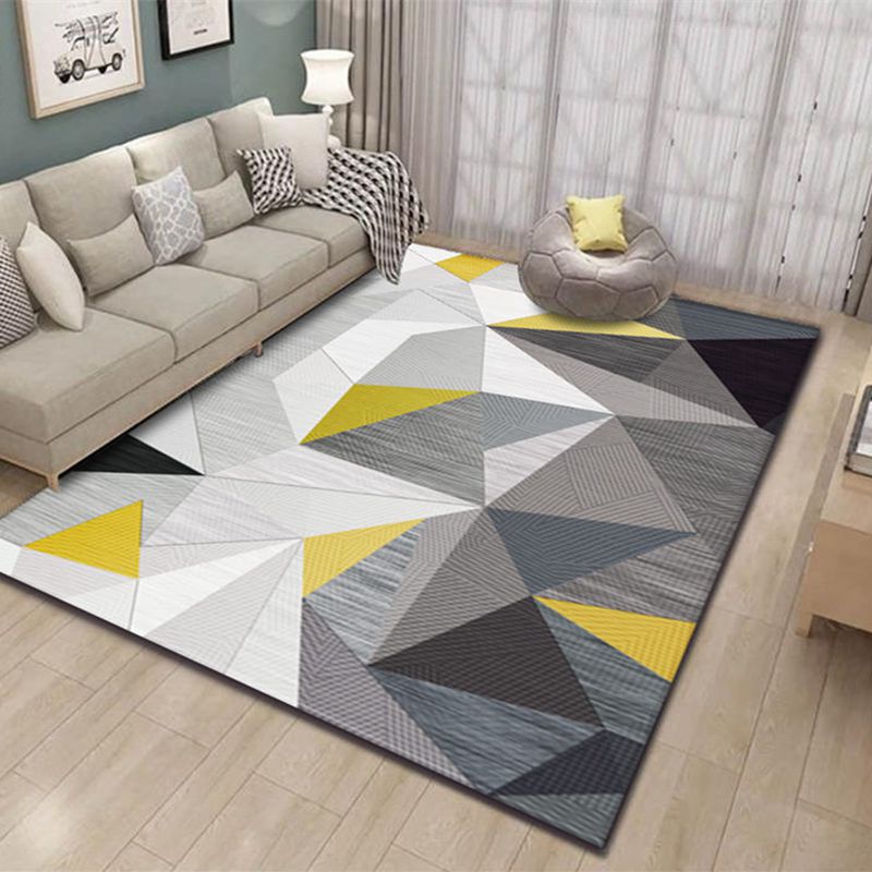 Nordic Geometric Printed Rug Multicolor Polypropylene Area Carpet Pet Friendly Easy Care Area Rug for Living Room Dark Gray-Yellow Clearhalo 'Area Rug' 'Modern' 'Rugs' Rug' 2463328