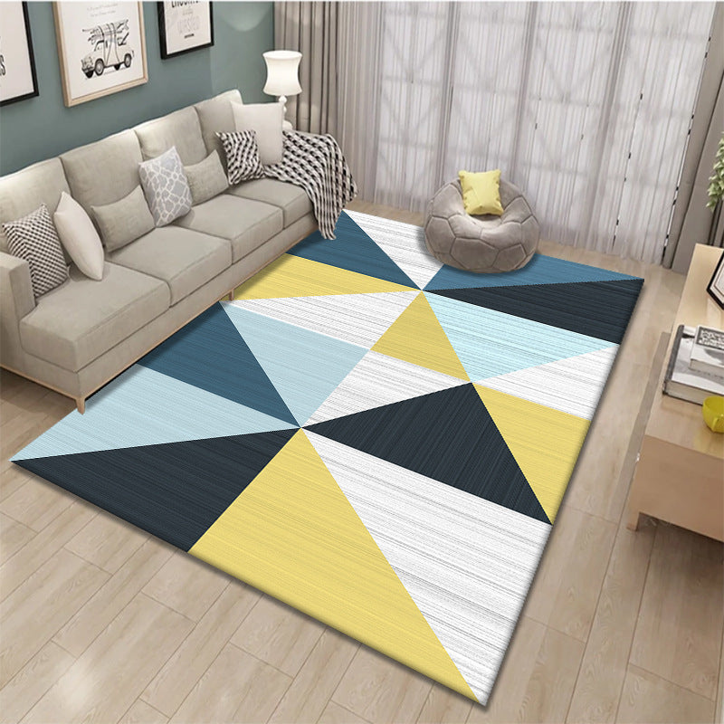 Nordic Geometric Printed Rug Multicolor Polypropylene Area Carpet Pet Friendly Easy Care Area Rug for Living Room Yellow-Blue Clearhalo 'Area Rug' 'Modern' 'Rugs' Rug' 2463337