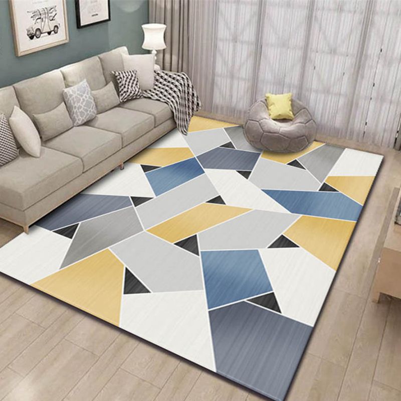 Nordic Geometric Printed Rug Multicolor Polypropylene Area Carpet Pet Friendly Easy Care Area Rug for Living Room Blue-Yellow Clearhalo 'Area Rug' 'Modern' 'Rugs' Rug' 2463339