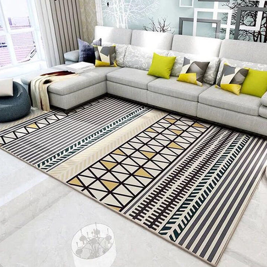Multicolored Geo Printed Rug Polypropylene Nordic Area Rug Anti-Slip Backing Stain-Resistant Indoor Rug for Living Room Yellow-Black Clearhalo 'Area Rug' 'Modern' 'Rugs' Rug' 2463352