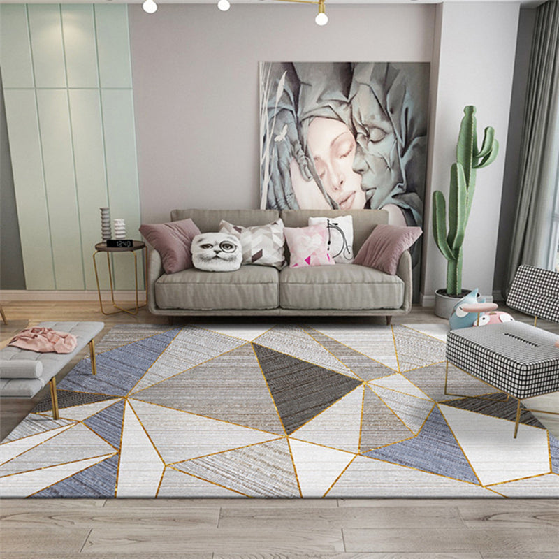 Scandinavian Geometric Printed Rug Multi Colored Simple Area Carpet Non-Slip Backing Washable Indoor Rug for Parlor Gray-Blue Clearhalo 'Area Rug' 'Modern' 'Rugs' Rug' 2463354