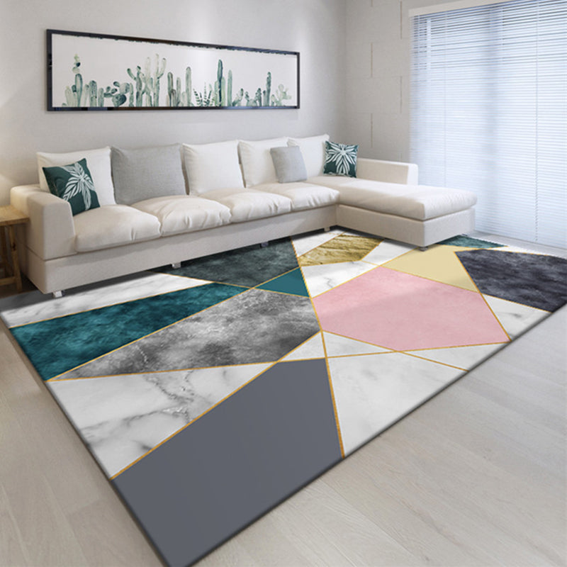 Scandinavian Geometric Printed Rug Multi Colored Simple Area Carpet Non-Slip Backing Washable Indoor Rug for Parlor Gray-Pink Clearhalo 'Area Rug' 'Modern' 'Rugs' Rug' 2463358