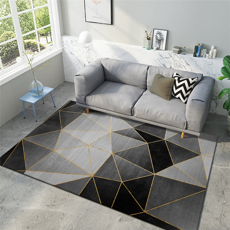 Scandinavian Geometric Printed Rug Multi Colored Simple Area Carpet Non-Slip Backing Washable Indoor Rug for Parlor Black-Gray Clearhalo 'Area Rug' 'Modern' 'Rugs' Rug' 2463359