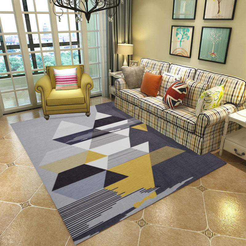 Nordic Living Room Rug Multicolored Geo Printed Area Carpet Polyster Non-Slip Backing Washable Indoor Rug Gray-Yellow Clearhalo 'Area Rug' 'Modern' 'Rugs' Rug' 2463374