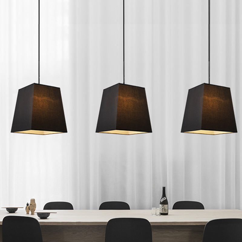 Trapezoid Fabric Pendant Lamp Modern Nordic Style 1 Light White/Black/Coffee Hanging Light Kit, 8"/11" Wide Clearhalo 'Ceiling Lights' 'Modern Pendants' 'Modern' 'Pendant Lights' 'Pendants' Lighting' 246356