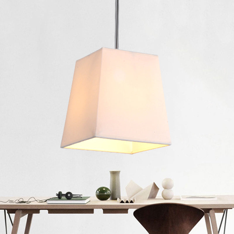 Trapezoid Fabric Pendant Lamp Modern Nordic Style 1 Light White/Black/Coffee Hanging Light Kit, 8"/11" Wide White Clearhalo 'Ceiling Lights' 'Modern Pendants' 'Modern' 'Pendant Lights' 'Pendants' Lighting' 246357