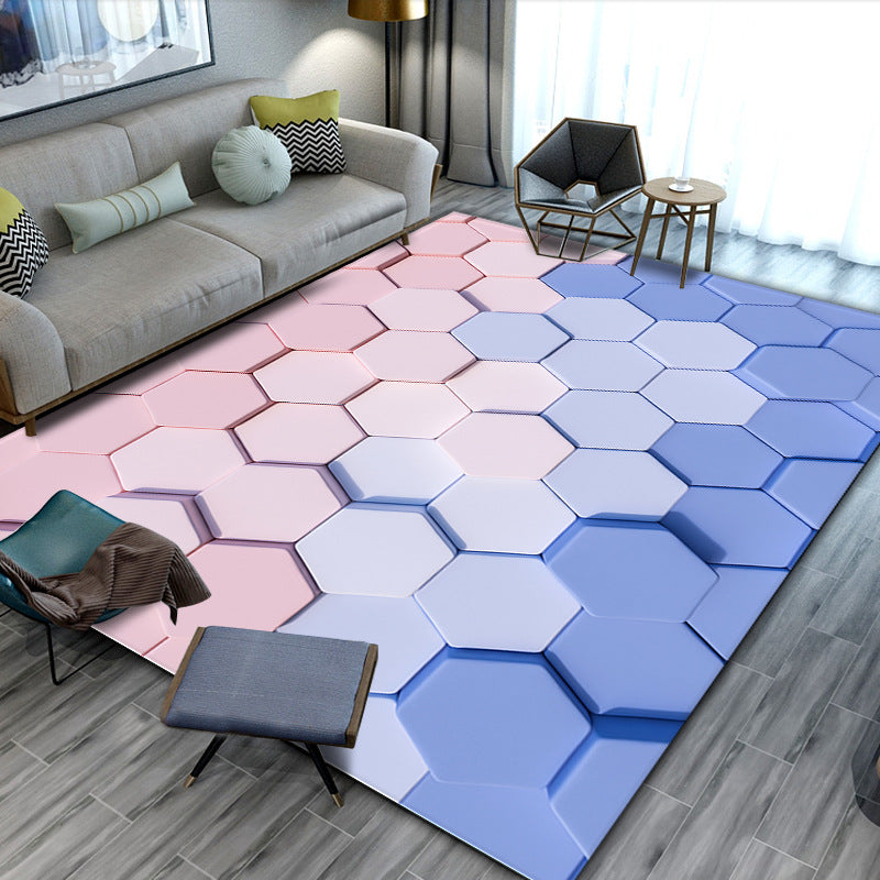 Multi Color Modern Rug Polyster Abstract Print Area Rug Non-Slip Pet Friendly Washable Area Carpet for Living Room Blue-Purple Clearhalo 'Area Rug' 'Modern' 'Rugs' Rug' 2463575