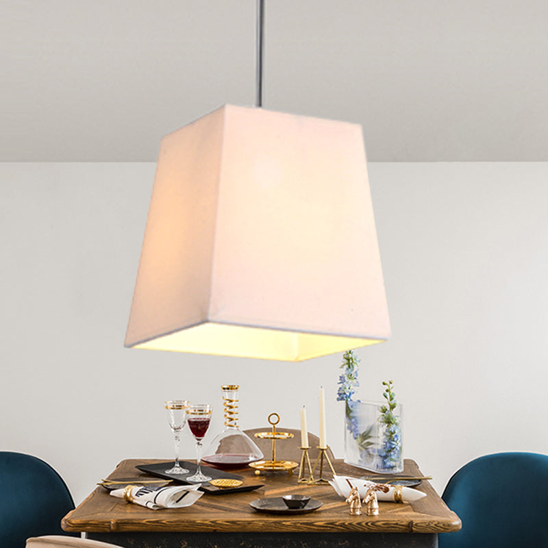 Trapezoid Fabric Pendant Lamp Modern Nordic Style 1 Light White/Black/Coffee Hanging Light Kit, 8"/11" Wide Clearhalo 'Ceiling Lights' 'Modern Pendants' 'Modern' 'Pendant Lights' 'Pendants' Lighting' 246358